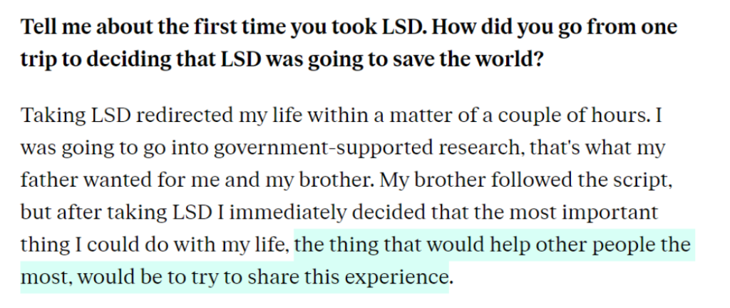 Benefits of LSD